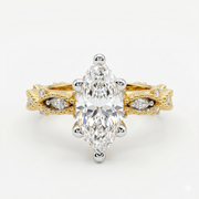 Marquise Cut Moissanite Diamond Twisted Pave Sterling Silver Ring