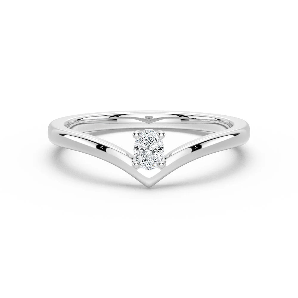 Oval Cut Moissanite Diamond Solitaire Sterling Silver Ring