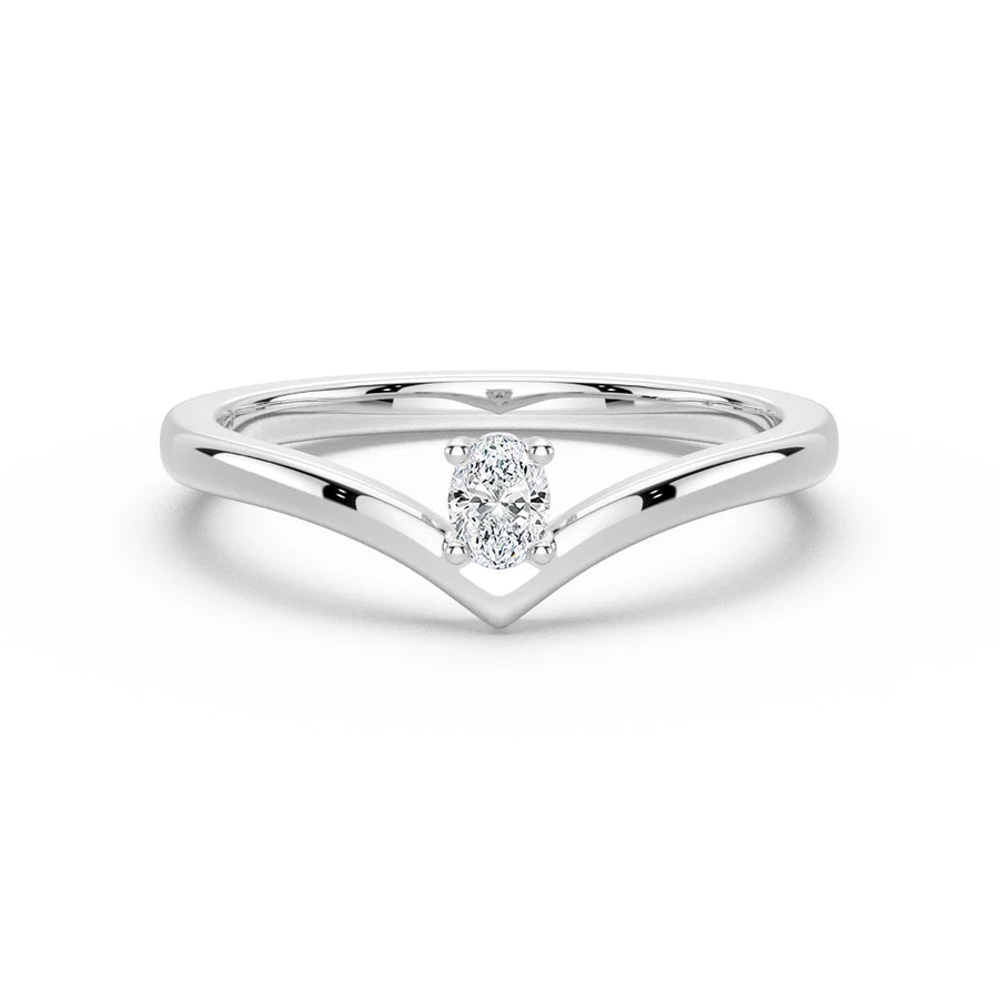 Oval Cut Moissanite Diamond Solitaire Sterling Silver Ring