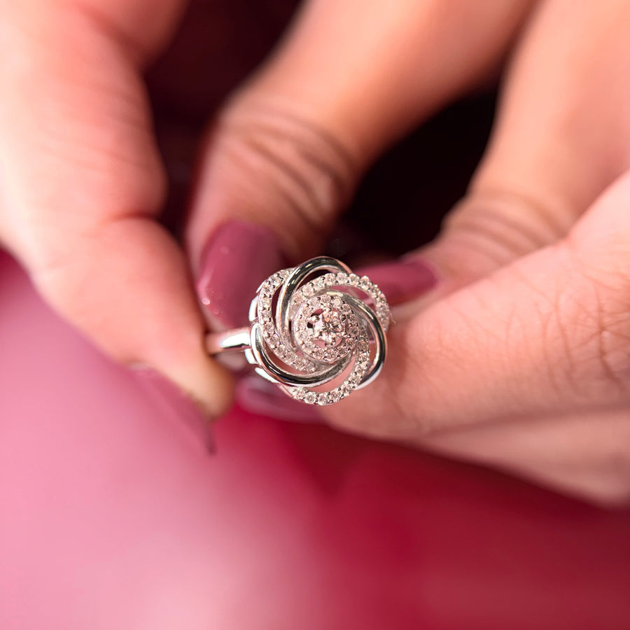 Round Moissanite Diamond Sterling Silver Engagement Ring