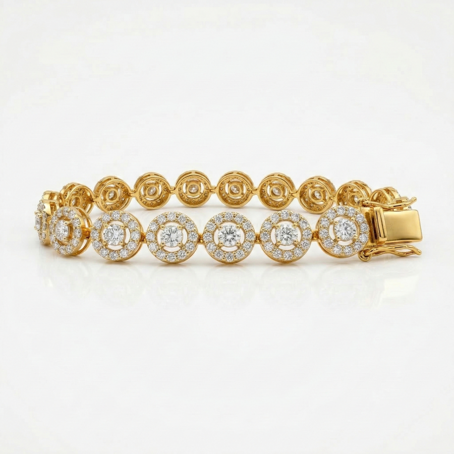 Round Moissanite Diamond Fashion Sterling Silver Bracelet