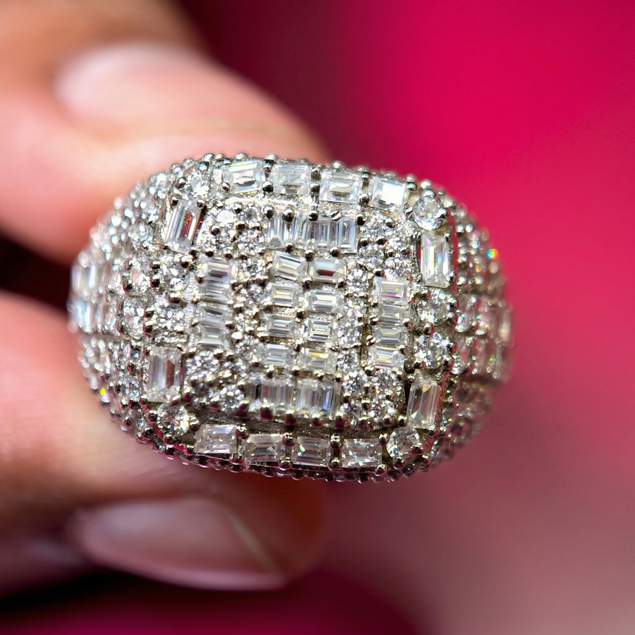 Grand Emperor Moissanite Diamond Men's Sterling Silver Ring
