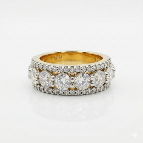 Round Cut Moissanite Diamond Wedding Sterling Silver Band Ring