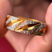 Round Cut Moissanite Diamond Men's Sterling Silver Ring