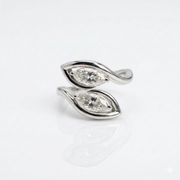 Marquise Cut Toi - Et - Moi Moissanite Diamond Sterling Silver Ring
