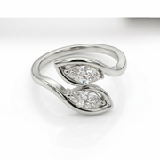 Marquise Cut Toi - Et - Moi Moissanite Diamond Sterling Silver Ring