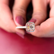 Princess Cut Moissanite Diamond Sterling Silver Engagement Ring