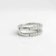 Round Cut Two Lane Moissanite Diamond Sterling Silver Wedding Ring Band