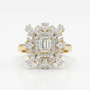 Cocktail Style Moissanite Diamond Sterling Silver Engagement Ring