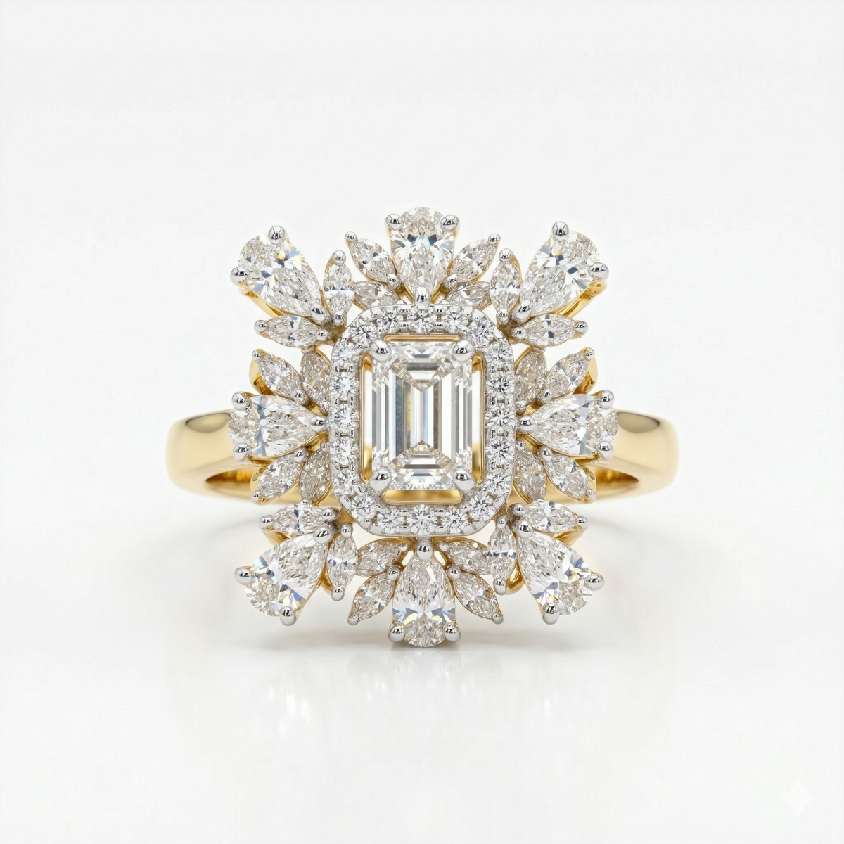 Cocktail Style Moissanite Diamond Sterling Silver Engagement Ring