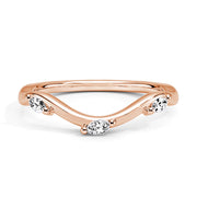Marquise Cut Moissanite Diamond Wedding Band Sterling Silver Ring