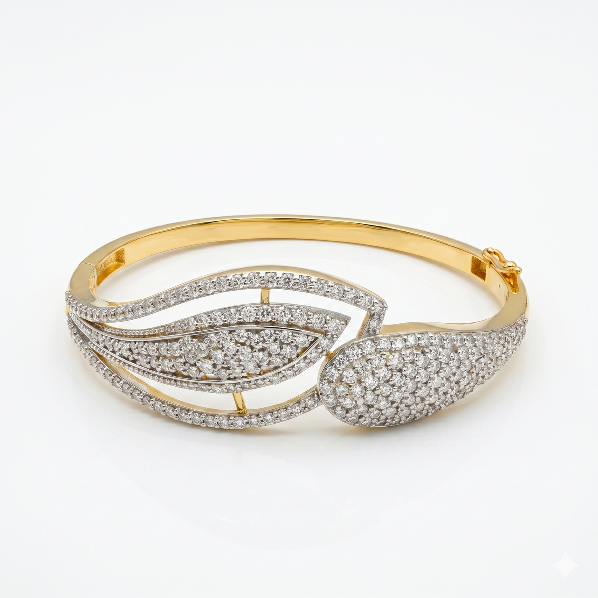 Round Cut Moissanite Diamond Fashion Bangle Sterling Silver Bracelet