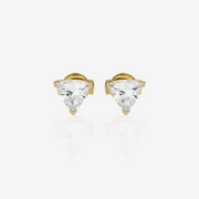 Trillion Cut Moissanite Diamond Certified Stud  Silver Earrings Set
