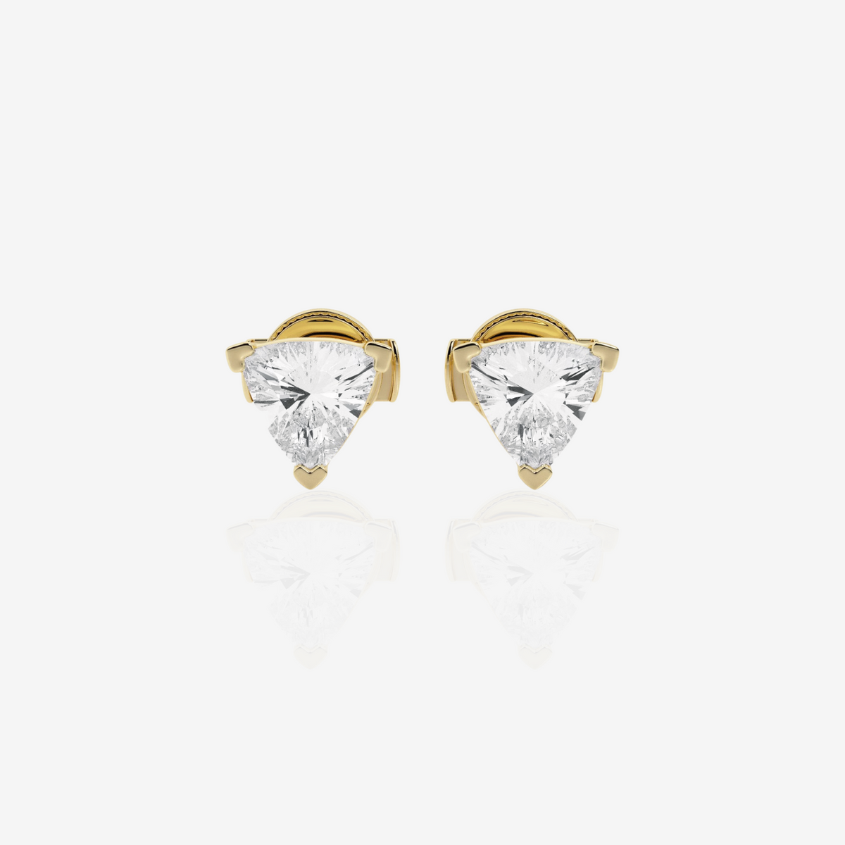 Trillion Cut Moissanite Diamond Certified Stud  Silver Earrings Set