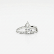 Pear and Round Moissanite Diamond Engagement Sterling Silver Ring