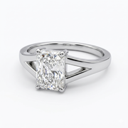 Radiant Cut Moissanite Diamond Solitaire Sterling Silver Ring
