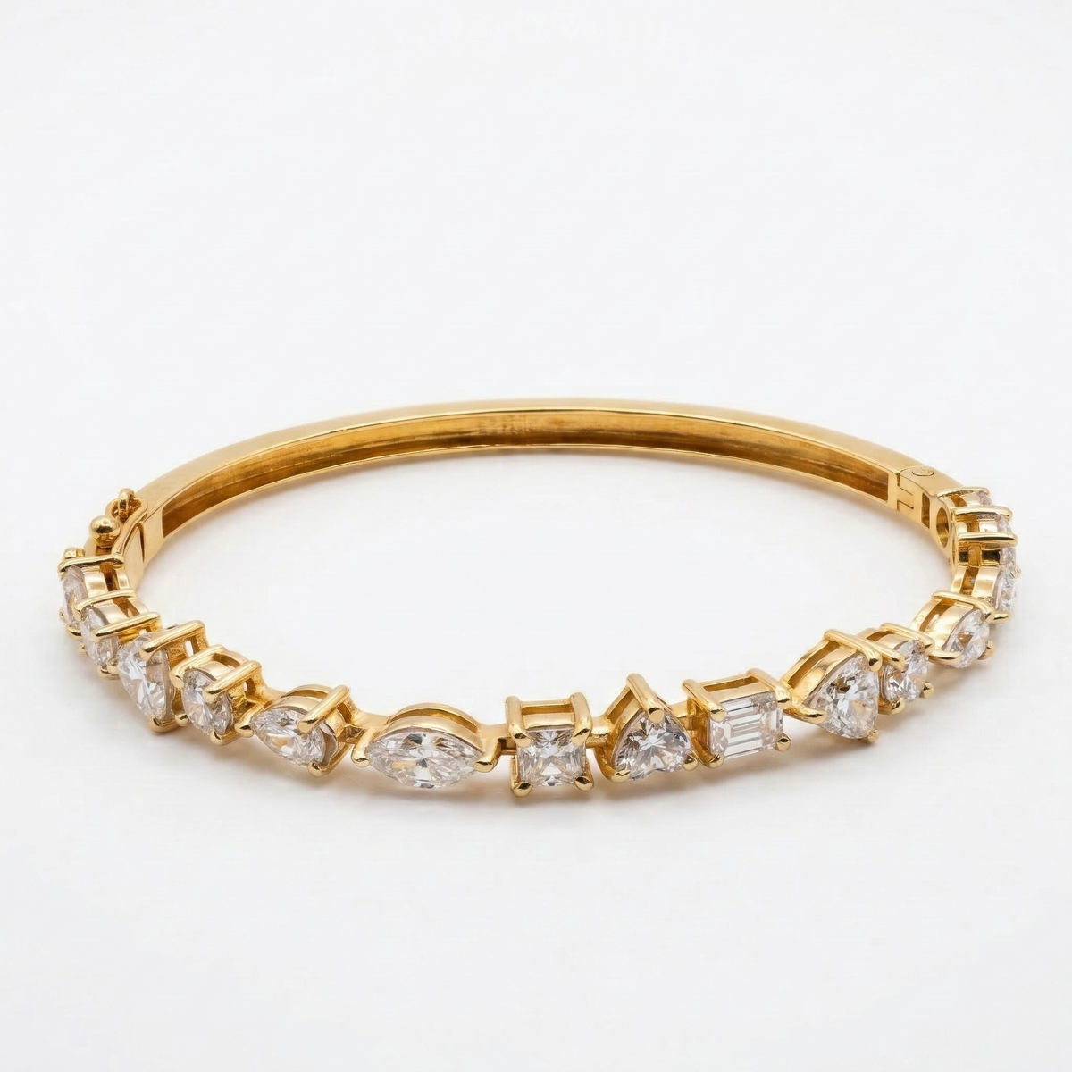 Multi shape Moissanite Diamond One Lane Fashion Sterling Silver Bracelet