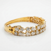 Multi shape Moissanite Diamond Double Lane Fashion Sterling Silver Bracelet