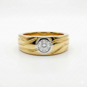 Round Cut Moissanite Diamond Men's Sterling Silver Ring