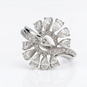 Pear Cut Moissanite Diamond Sterling Silver Engagement Ring
