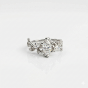 Marquise Cut Moissanite Diamond Sterling Silver Engagement Ring