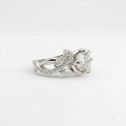 Round Cut Moissanite Diamond Sterling Silver Engagement Ring