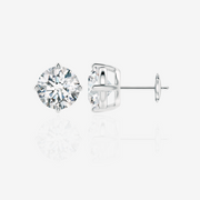 Caratbazaar Round Cut Moissanite Diamond Certified Stud Sterling Silver Earrings