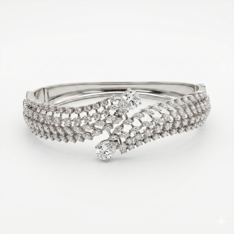 Classic Elegance Moissanite Diamond Fashion Sterling Silver Bracelet