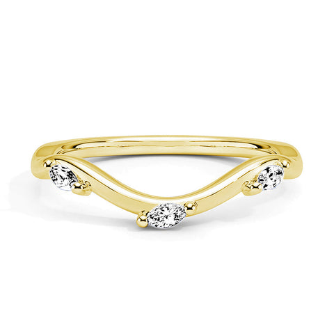 Marquise Cut Moissanite Diamond Wedding Band Sterling Silver Ring