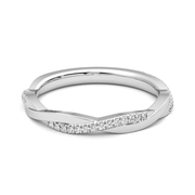 Round Cut Moissanite Diamond Twisted Wedding Band Sterling Silver Ring