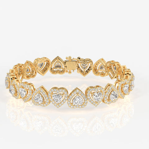 Heart Halo Moissanite Diamond Fashion Sterling Silver Bracelet