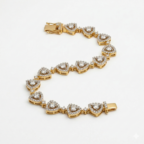 Round Cut Moissanite Diamond Fashion Sterling Silver Bracelet