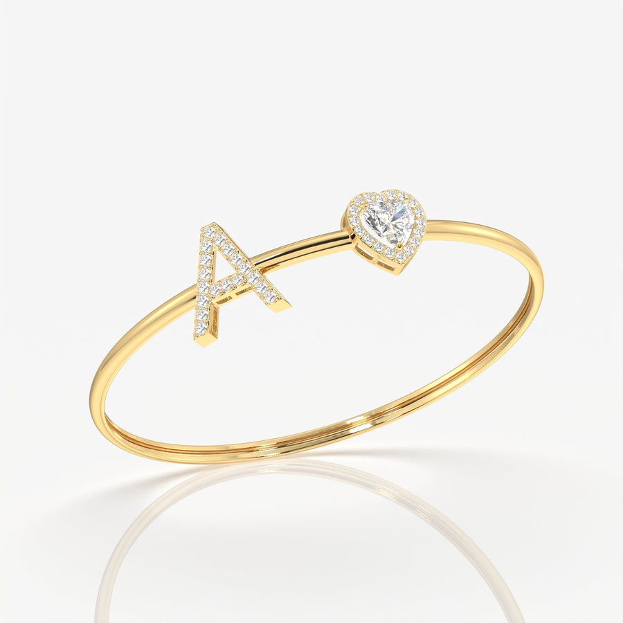 Alphabet Charm Moissanite Diamond Sterling Silver Bracelets