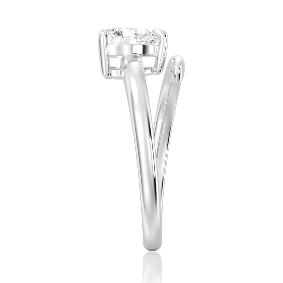 Heart Cut Moissanite Diamond Solitaire Sterling Silver Ring