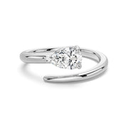 Pear Cut Moissanite Diamond East-West Sterling Silver Ring