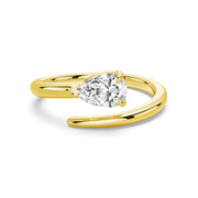 Pear Cut Moissanite Diamond East-West Sterling Silver Ring