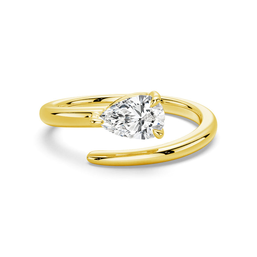 Pear Cut Moissanite Diamond East-West Sterling Silver Ring