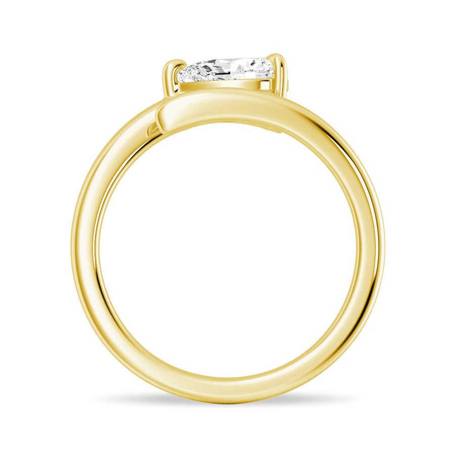 Pear Cut Moissanite Diamond East-West Sterling Silver Ring