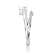Pear Cut Moissanite Diamond East-West Sterling Silver Ring