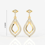 Buy Caratbazaar Luxe Petal Lab Grown Danglers 14k Gold Earrings