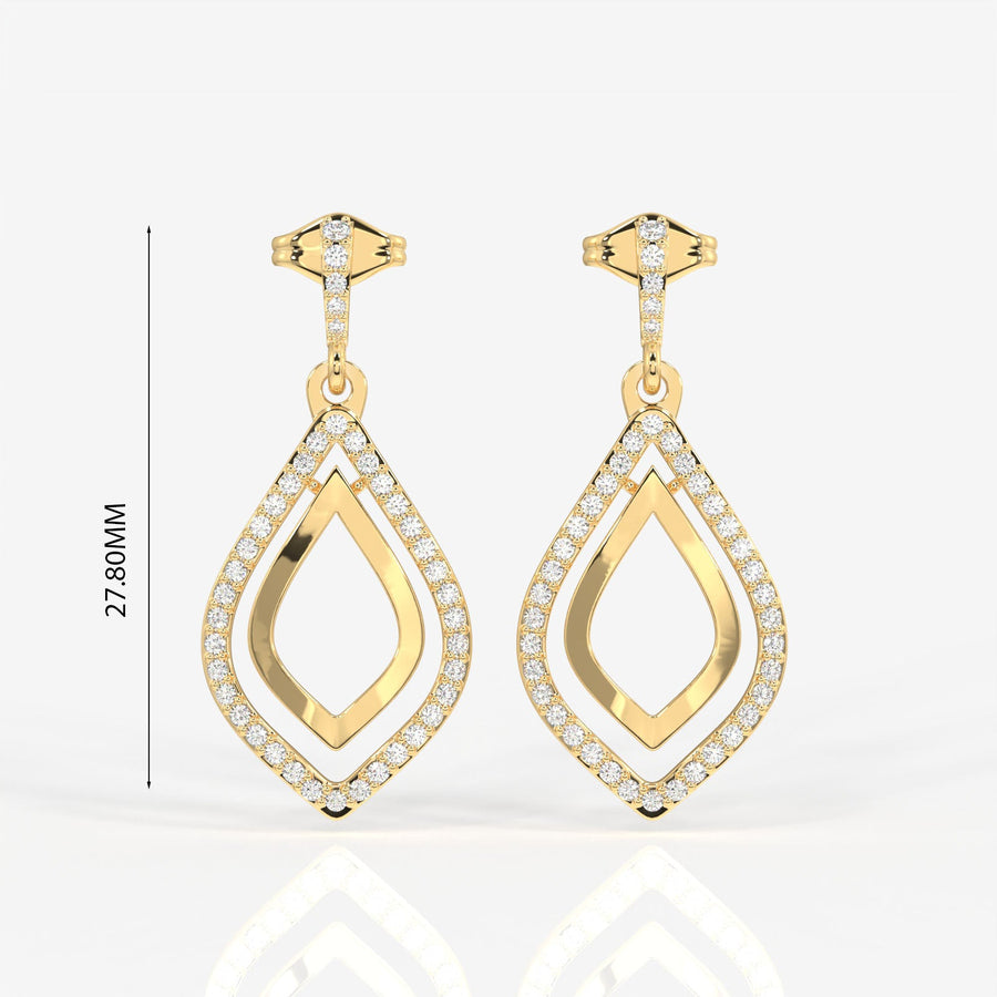 Buy Caratbazaar Luxe Petal Lab Grown Danglers 14k Gold Earrings
