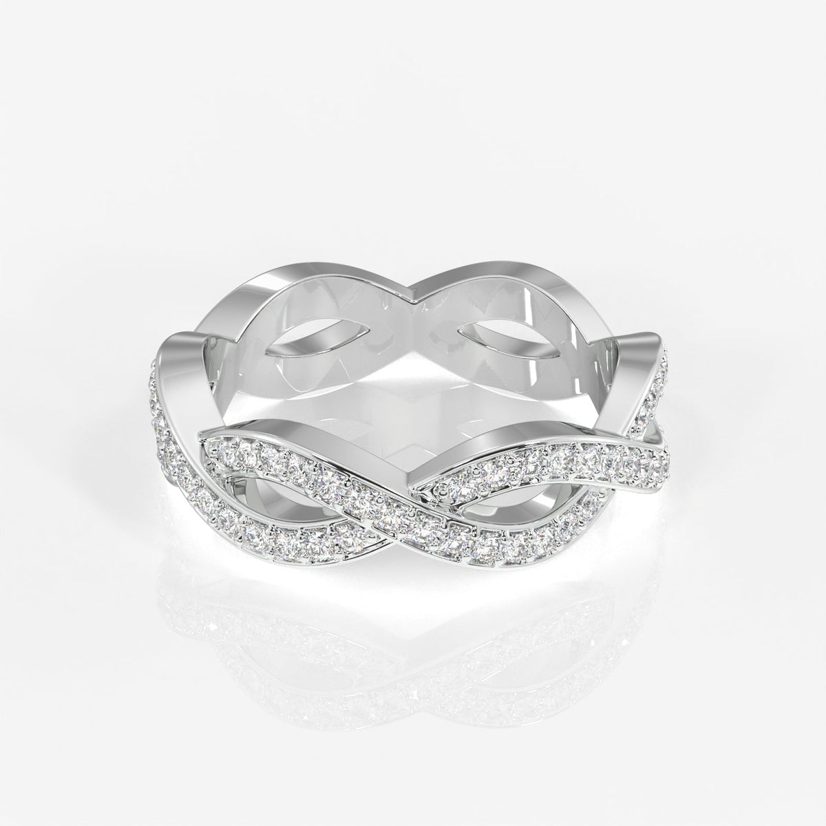 Buy Caratbazaar Round Cut Moissanite Diamond twisted Eternity Sterling Silver Band