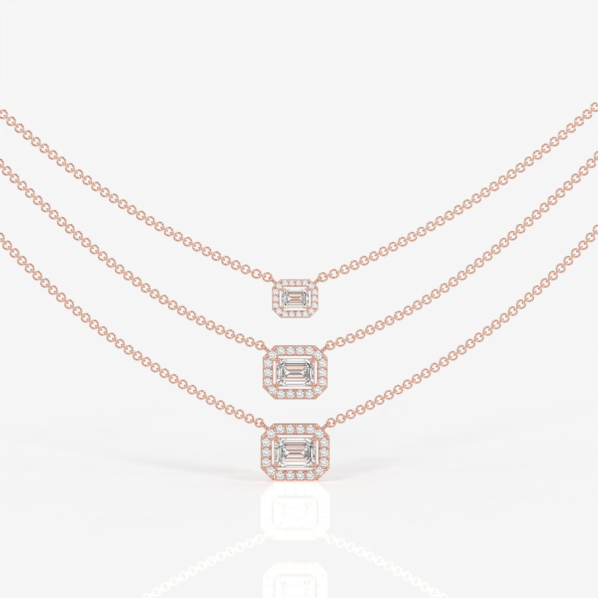 Buy Caratbazaar Round and Emerald Cut Moissanite Diamond Sterling Silver Necklace