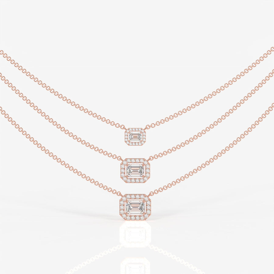 Buy Caratbazaar Round and Emerald Cut Moissanite Diamond Sterling Silver Necklace