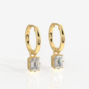 Buy Emerald Cut Moissanite Diamond Dangle 14K Gold Earrings