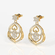 Buy Heart Bloom Lab Grown Danglers 14k Gold Earrings