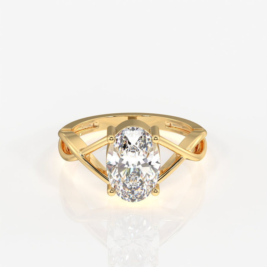 Oval Cut Moissanite Diamond Engagement Sterling Silver Ring