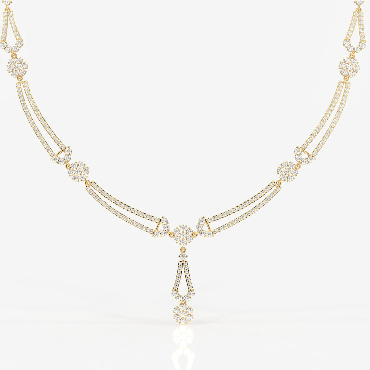 Buy Premium Round Cut Moissanite Diamond Sterling Silver Necklace & Earrings Set