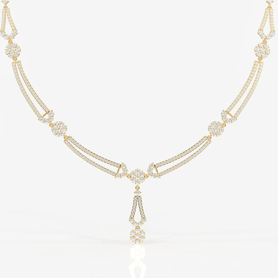 Buy Premium Round Cut Moissanite Diamond Sterling Silver Necklace & Earrings Set