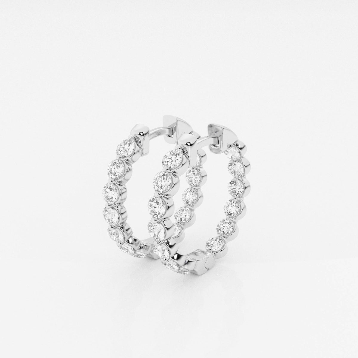 Buy Round Cut Lab Grown Diamond Floating Hoop 14k Gold Earrings